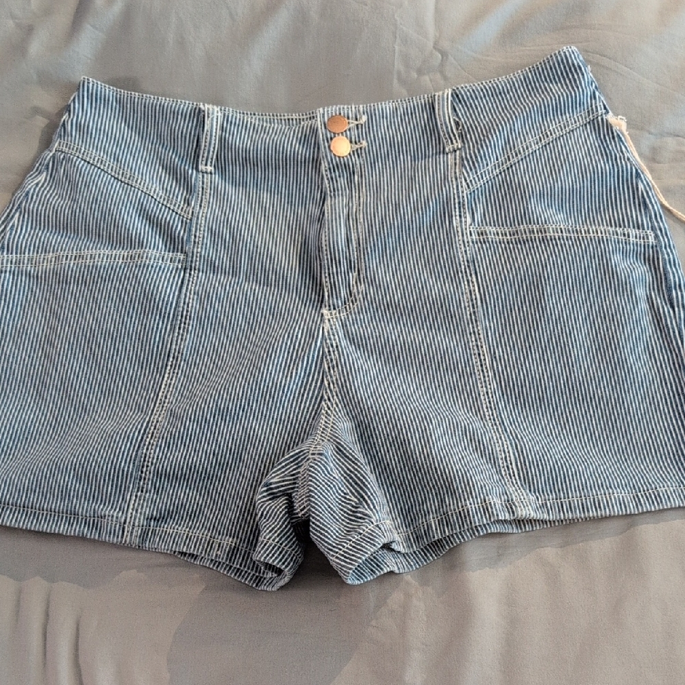 Universal Thread Blue Striped High Waist Shorts - Size 14